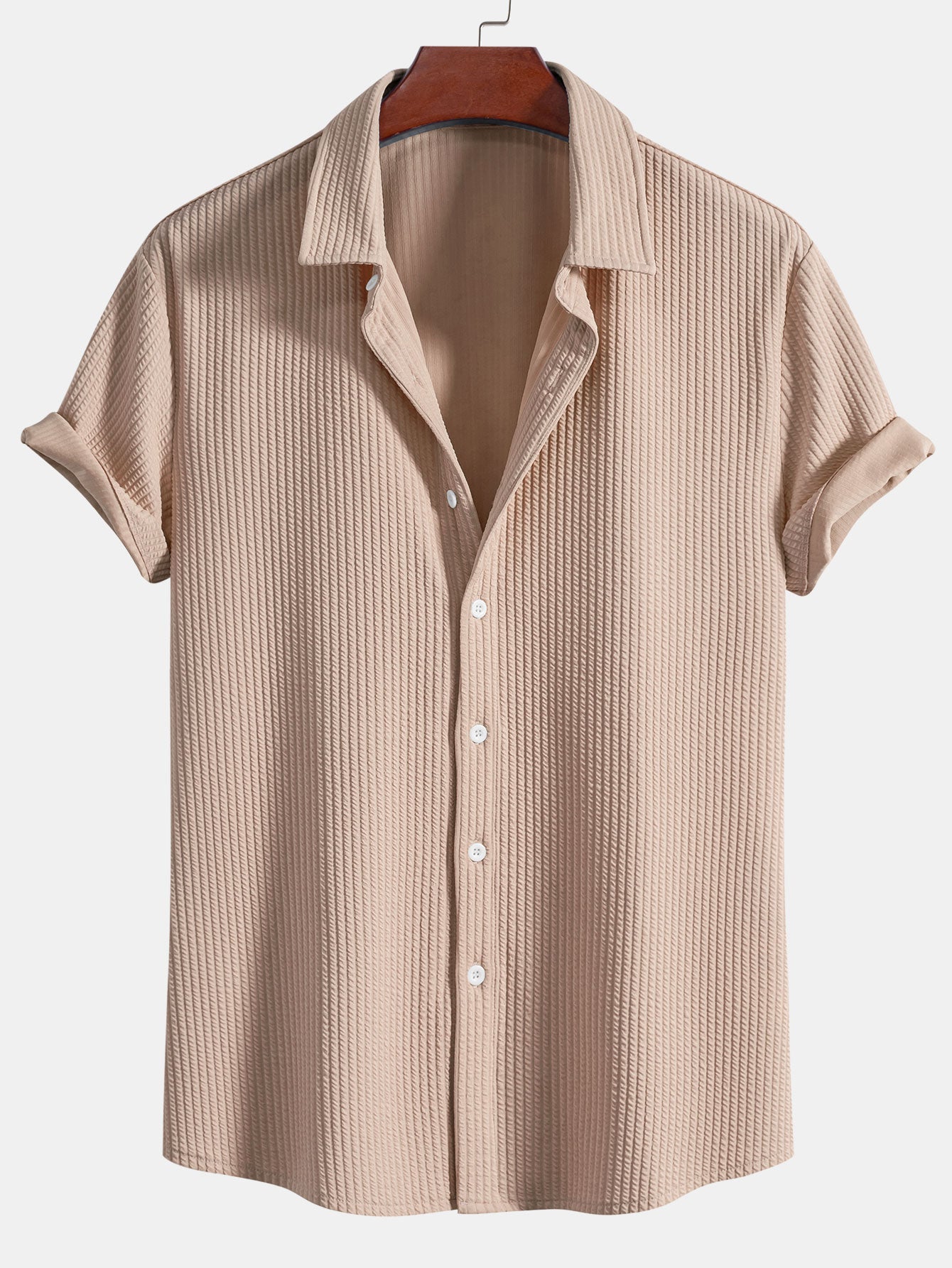 Derada | Geribbeld Button - Up Comfort Shirt - Derada Fashion