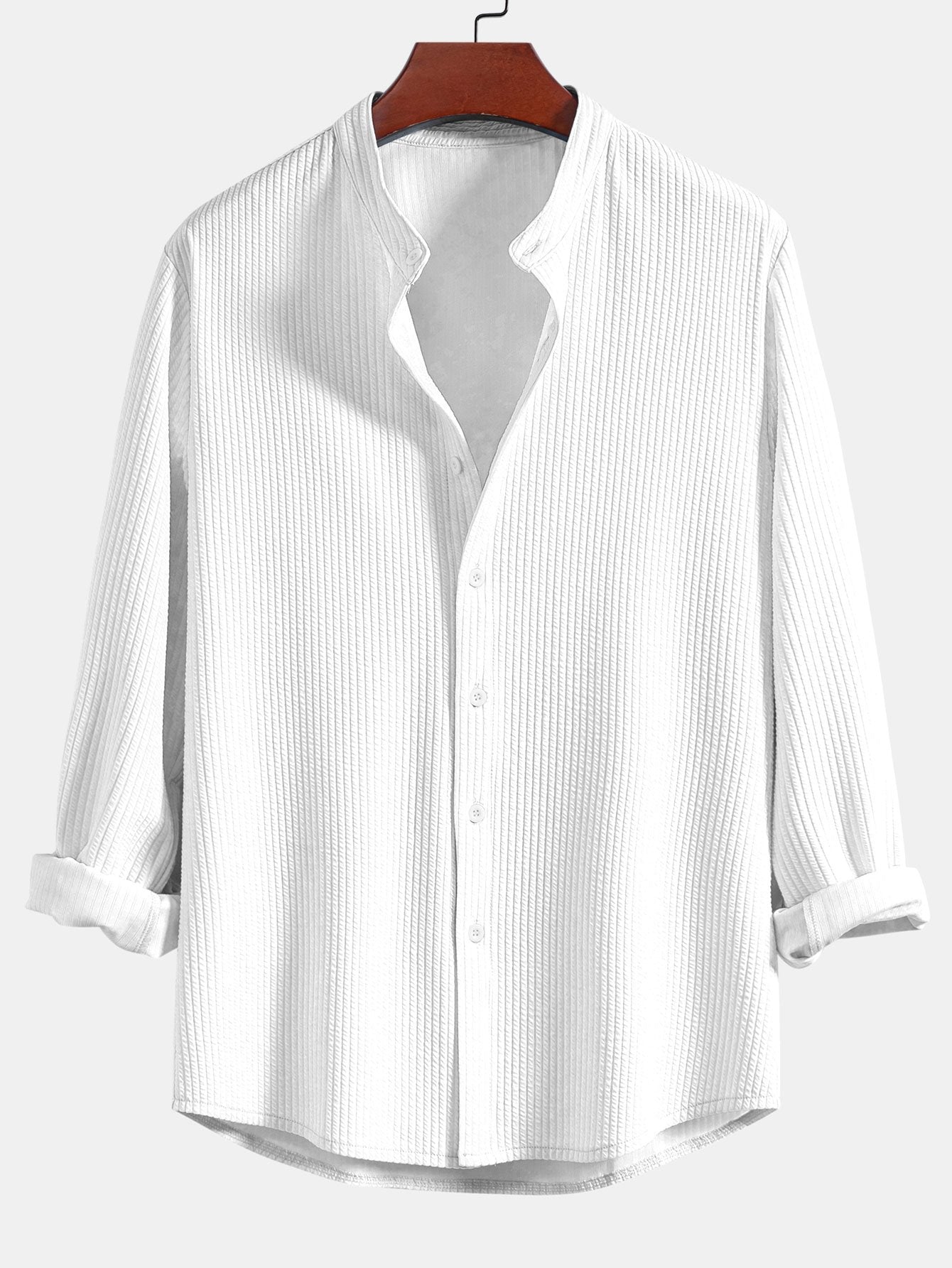 Derada | Geribbeld Stretch Overhemd met Lange Mouwen - Derada Fashion