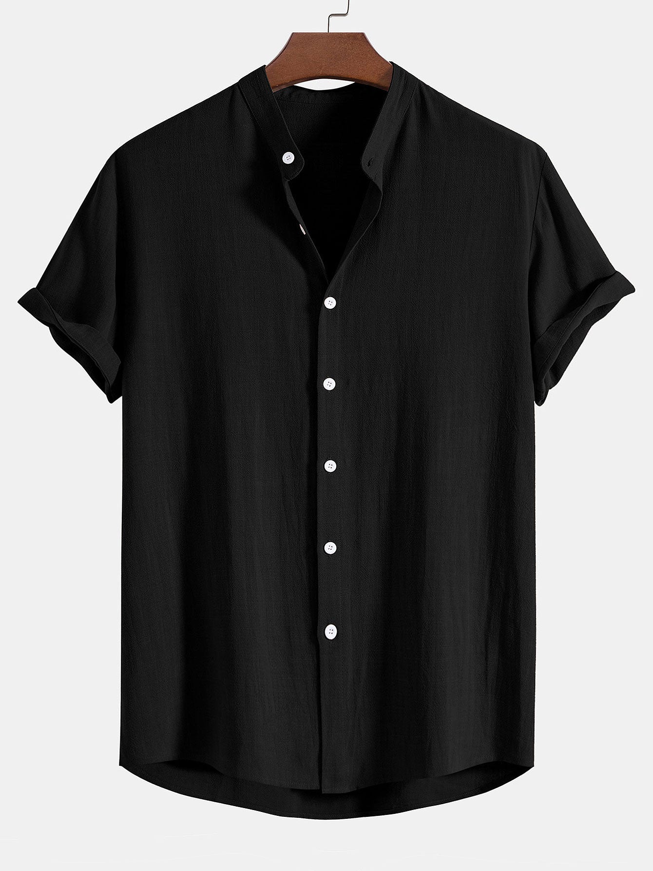 Derada | Linnen Blend Standkraag Shirt - Derada Fashion