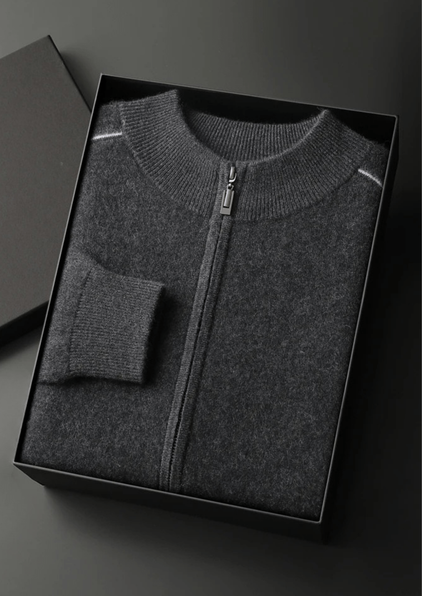 PREMIUM CASHMERE TWO TONE ZIP CARDIGAN - Derada