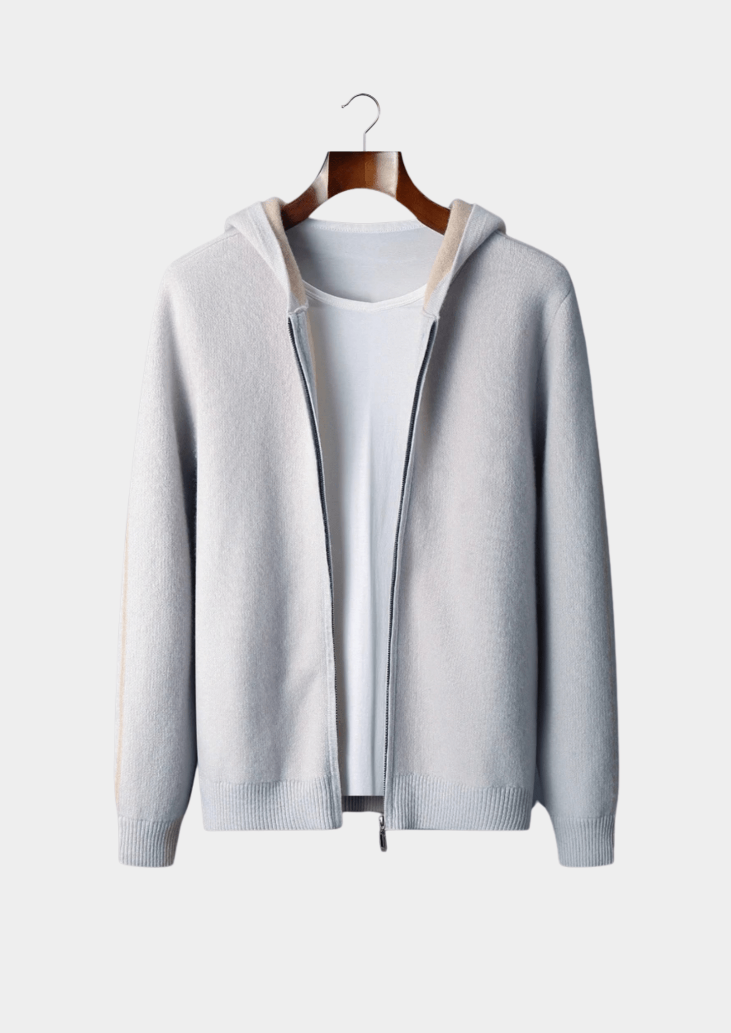 PREMIUM CASHMERE TWO - TONE ZIPPER HOODIE - Derada