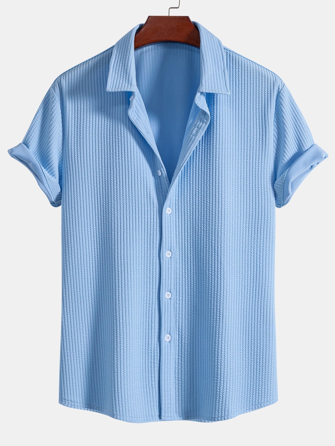 Derada | Geribbeld Button - Up Comfort Shirt - Derada Fashion