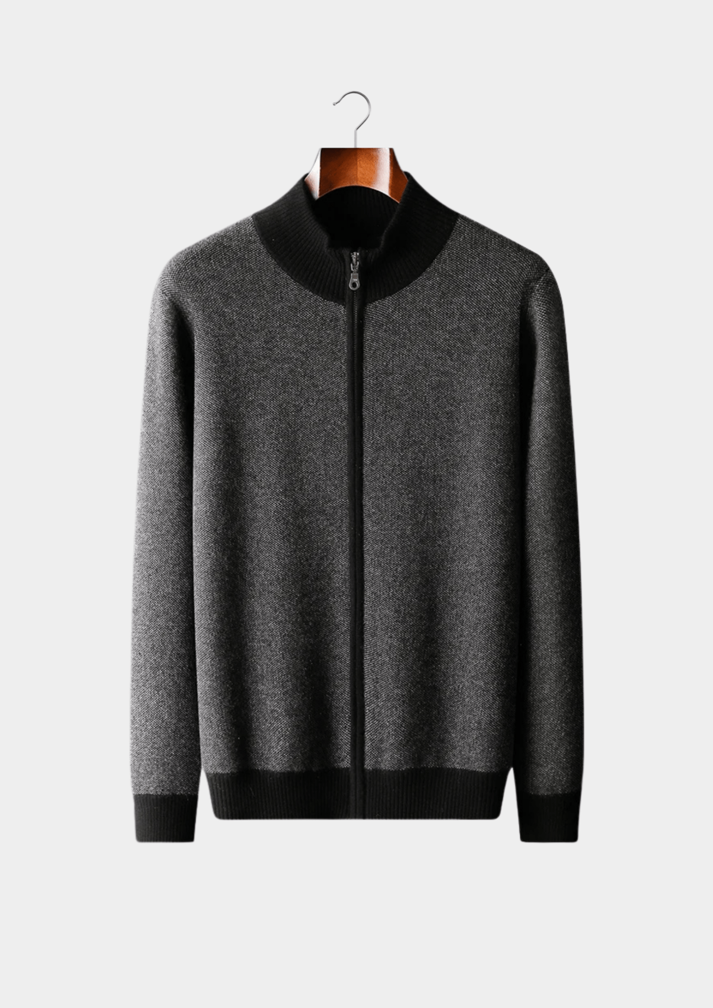 PREMIUM CASHMERE JACQUARD ZIP CARDIGAN - Derada