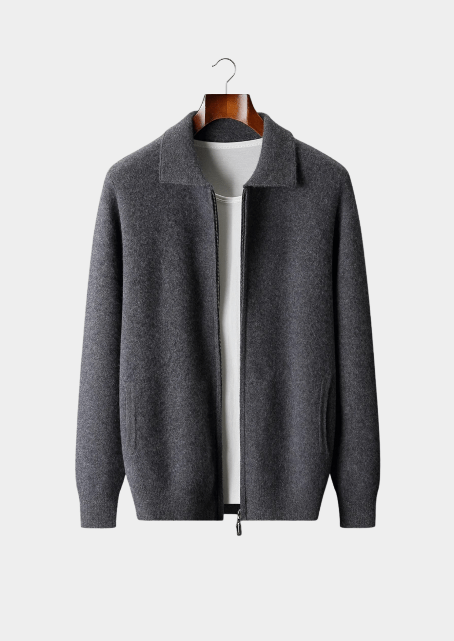 PREMIUM CASHMERE ZIP POLO CARDIGAN - Derada