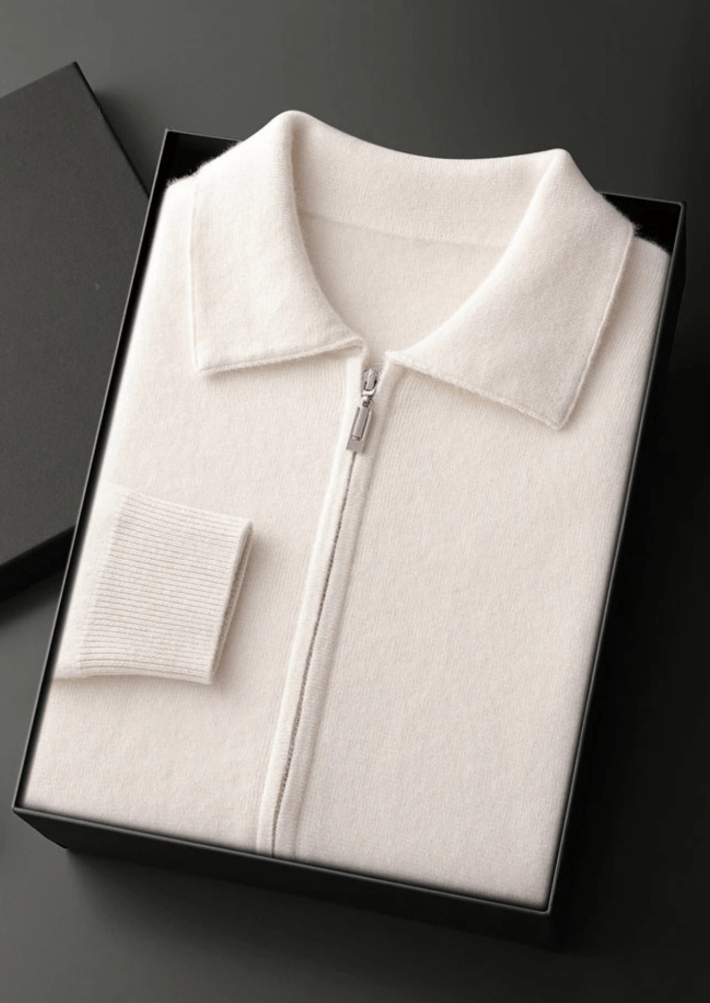 PREMIUM CASHMERE ZIP POLO CARDIGAN - Derada